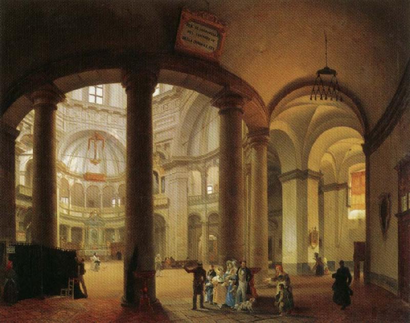 Giovanni Migliara Interior of Basilica of San Lorenzo oil painting image